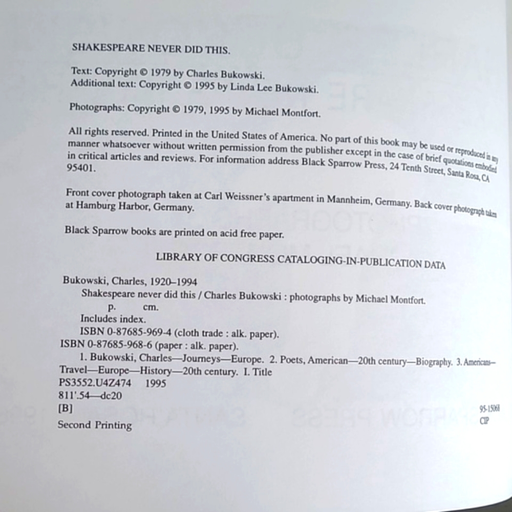 Charles Bukowski: Shakespeare Never Did This Vintage Coffee Table Book - Picture 16 of 16